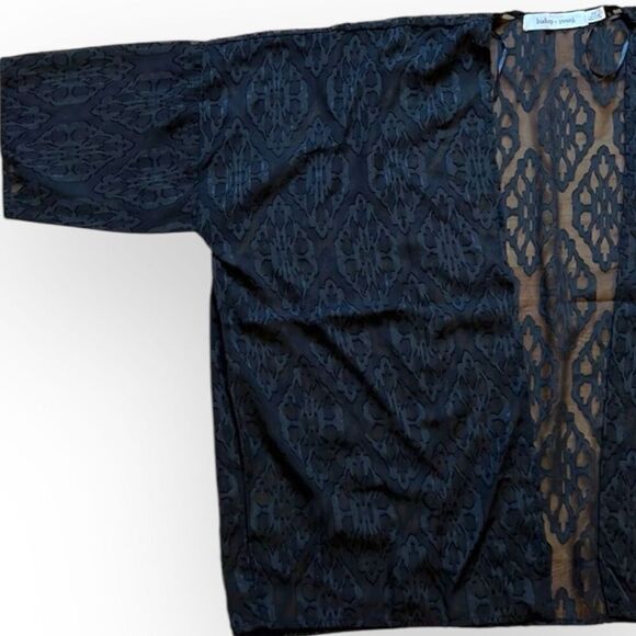 Anthropologie Bishop & Young Black Flin Burnout Kimono Cardigan Swim Cover XS NW - Picture 2 of 7